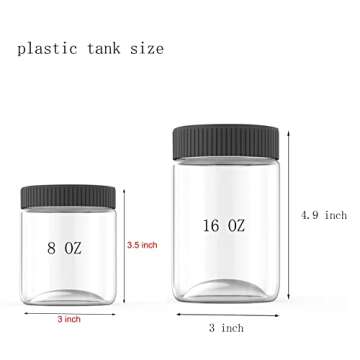 XINGLIAN 16 Oz Clear Plastic Jars with Black Lids Refillable Kitchen Storage Containers for Dry Food...