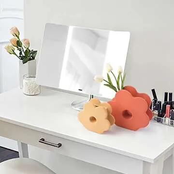 RECAT Ceramic Vase, Art Flower Vase, Minimalist Style Home Decor for Living Room, Table Shelf, Wedding Centerpiece, Housewarming Creative Gift, Orange, Large