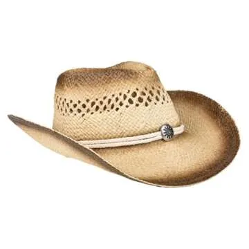Rhode Island Novelty Vented Tea Stained Straw Cowboy Hat (1 Per Order)