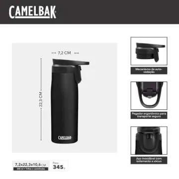 CamelBak Forge Flow Coffee & Travel Mug, Insulated Stainless Steel - Non-Slip Silicon Base - Easy One-Handed Operation - 20oz, Black