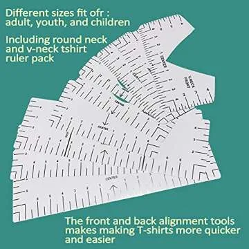 10PCS Tshirt Ruler Alignment Tool Set Tshirt Ruler Guide for Vinyl Tshirt Alignment Tool T Shirt Rulers to Center Designs Transparent T Ruler for Infant Toddler Youth Adult, Front and Back Measurement