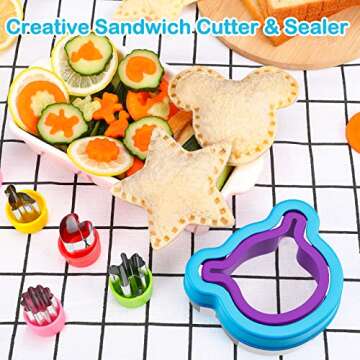 HINZER 8 Pcs Uncrustable Sandwich Cutter Maker, Bear Mouse Unicorn Star Shape Sandwich Cutters for K...