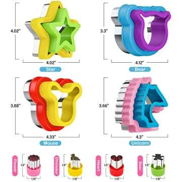 HINZER 8 Pcs Uncrustable Sandwich Cutter Maker, Bear Mouse Unicorn Star Shape Sandwich Cutters for Kids Lunch, Bread Decruster Sandwiches Cruster Fruit Cutters Cookie Mold for Boys Girls Bento Box