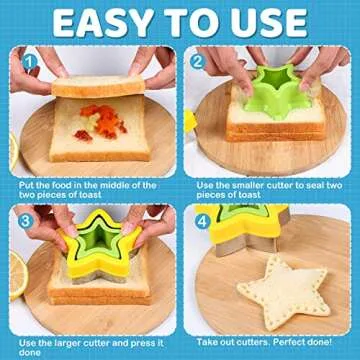HINZER 8 Pcs Uncrustable Sandwich Cutter Maker, Bear Mouse Unicorn Star Shape Sandwich Cutters for Kids Lunch, Bread Decruster Sandwiches Cruster Fruit Cutters Cookie Mold for Boys Girls Bento Box