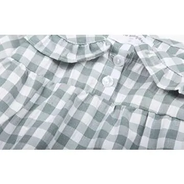 Mud Kingdom Toddler Girls Pajamas Dress Cute Plaid Casual Long Sleeve Yellow 4T