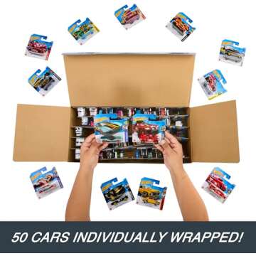Hot Wheels Toy Trucks & Cars, 50-Pack, Set of 50 1:64 Scale Individually Packaged Vehicles, Instant Collection (Styles May Vary) (Amazon Exclusive)
