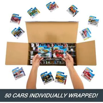 Hot Wheels Toy Trucks & Cars, 50-Pack, Set of 50 1:64 Scale Individually Packaged Vehicles, Instant Collection (Styles May Vary) (Amazon Exclusive)