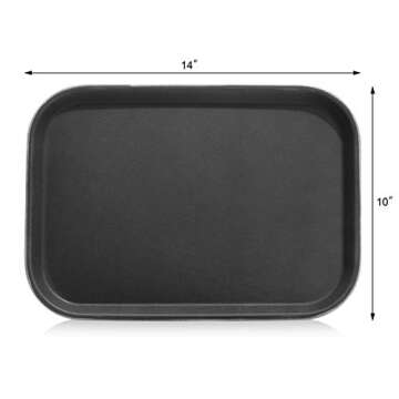 New Star Foodservice 24852 Restaurant Grade Non-Slip Tray, Plastic, Rubber Lined, Rectangular, 10-In...