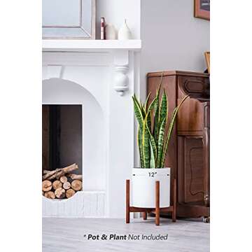 Mkono Plant Stand Mid Century Wood Flower Pot Holder (Plant Pot NOT Included) Modern Potted Stand In...