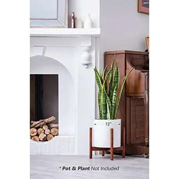 Mkono Plant Stand Mid Century Wood Flower Pot Holder (Plant Pot NOT Included) Modern Potted Stand In...