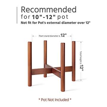 Mkono Plant Stand Mid Century Wood Flower Pot Holder (Plant Pot NOT Included) Modern Potted Stand Indoor Display Rack Rustic Decor, Up to 12 Inch Planter, Brown