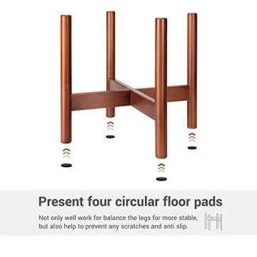 Mkono Plant Stand Mid Century Wood Flower Pot Holder (Plant Pot NOT Included) Modern Potted Stand Indoor Display Rack Rustic Decor, Up to 12 Inch Planter, Brown