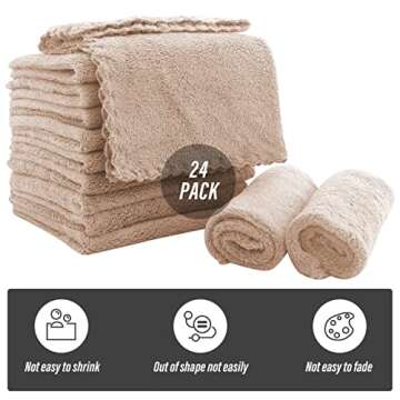 Sunny zzzZZ Ultra Soft 24 Pack Baby Washcloths - 10x10 Inches - Coral Fleece Extra Absorbent Wash Cl...