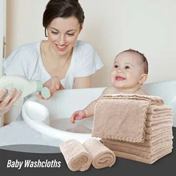 Sunny zzzZZ Ultra Soft 24 Pack Baby Washcloths - 10x10 Inches - Coral Fleece Extra Absorbent Wash Clothes for Babies, Infants and Toddlers - Sensitive Skin and Newborn - Ideal Baby - Brown