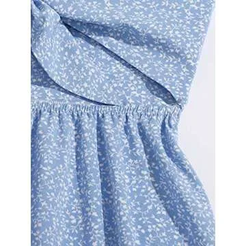 Floerns Women's Boho Floral Print Twist Front Cami A Line Mini Dress Bonnie Blue S