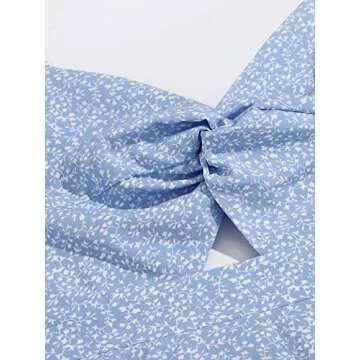 Floerns Women's Boho Floral Print Twist Front Cami A Line Mini Dress Bonnie Blue S