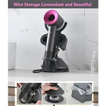 I'smartmoon Hair Dryer Stand Holder for Dyson Supersonic, Aluminum Alloy Bracket Power Plug Holder, Bathroom Organizer for Dyson Supersonic hairdryer Care Tools (Gray)