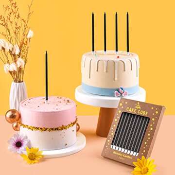 CAKE CODE Black Long Thin Birthday Candles, Cake Candles, Birthday Parties, Wedding Decorations, Party Candles