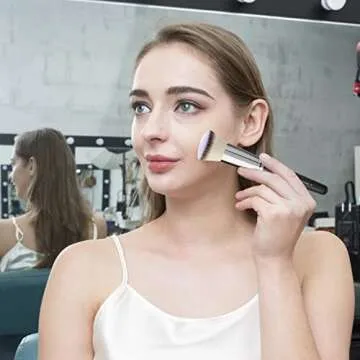 Bueart Design 19Pcs ULTRA SOFT Black labeled Makeup Brushes set Contains large powder Flat Foundation Blending Blush Face contour Concealers Brush (16Pcs Matte Black S)