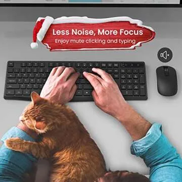 PONVIT Wireless Keyboard and Mouse Combo for Ergonomic Comfort