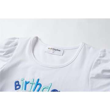 Mud Kingdom Birthday Outfit for 5 Years Little Girls 2 Piece Embroidered T-Shirt and Tulle Skirt Set Blue Size 5