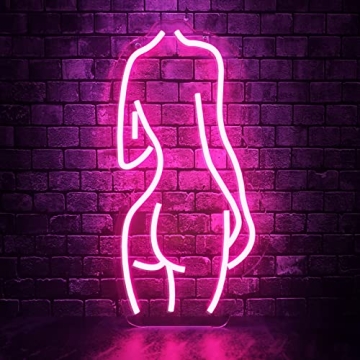 Sugarneon Lady Back Neon Sign - Bright Pink LED Wall Decor for Any Room with USB Connection