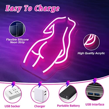 Vibrant Sugarneon Lady Back Neon Sign for Decor