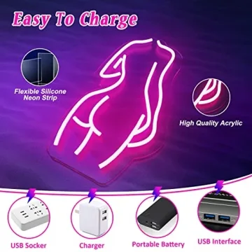 Vibrant Sugarneon Lady Back Neon Sign for Decor