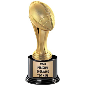 Crown Awards 7.25" Customizable Football Trophy - Personalized Gold Award on Round Base