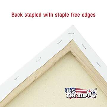 U.S. Art Supply Professional Quality Stretched Canvas, Pack of 5 Square Sizes, 1 Each 4x4, 8x8, 12x12, 16x16, 20x20 Inches - 12-Ounce Primed, 3/4", 100% Cotton - Artist Painting, Acrylic Pouring, Oil