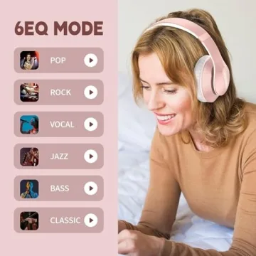 Glynzak Wireless Bluetooth Headphones Over Ear 65H Playtime HiFi Stereo Headset with Microphone and 6EQ Modes Foldable Bluetooth V5.3 Headphones for Travel Smartphone Computer Laptop Rose Gold