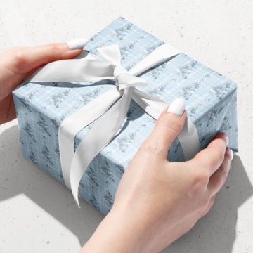 FIEHALA Blue Christmas Wrapping Paper - 12 Sheets of Holiday Joy