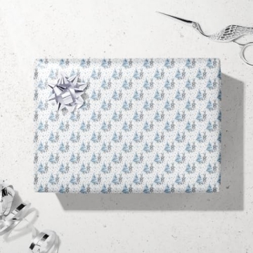 FIEHALA Blue Christmas Wrapping Paper - 12 Sheets of Holiday Joy