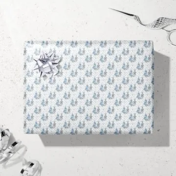 FIEHALA Blue Christmas Wrapping Paper - 12 Sheets of Holiday Joy