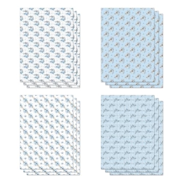 FIEHALA Blue Christmas Wrapping Paper - 12 Sheets of Holiday Joy