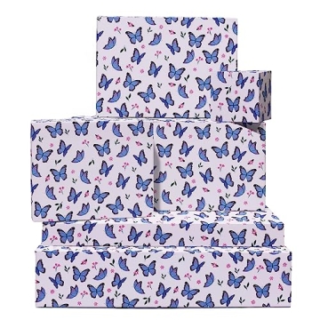 Central 23 - 6 Purple Butterflies Gift Wrap Sheets - Eco-Friendly Birthday Wrap