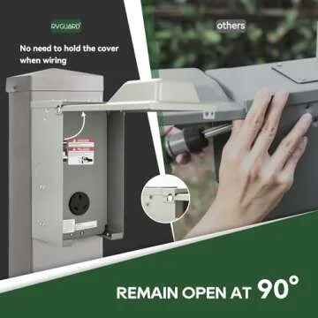 RVGUARD 30 Amp RV Power Outlet Box with Breaker, ETL Listed Waterproof Enclosure Pre-Wired RV Receptacle,Type 3R Lockable Electrical Power Box for RV, Camper, Travel Trailer