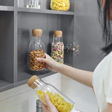 ComSaf Airtight Glass Storage Jars with Cork Lid