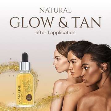 LaMarine Skincare Sun-Kissed Glow Self-Tanning Drops for Face - Medium Bronzer with Sunless Tanner E...
