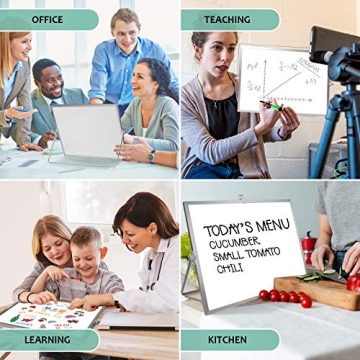 GMAOPHY Dry Erase White Board, 16inX12in Large Magnetic Desktop Whiteboard with Stand, 10 Markers, 4 Magnets, 1 Eraser, Portable Double-Sided White Board Easel for Kids Memo to Do List Desk School