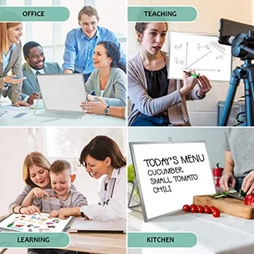 GMAOPHY Dry Erase White Board, 16inX12in Large Magnetic Desktop Whiteboard with Stand, 10 Markers, 4 Magnets, 1 Eraser, Portable Double-Sided White Board Easel for Kids Memo to Do List Desk School