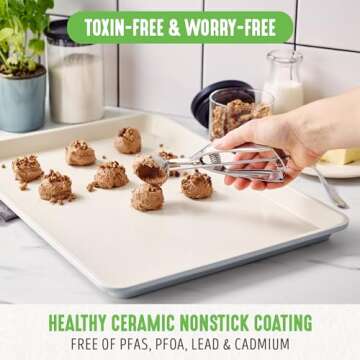 GreenLife Bakeware 18” x 13” Half Cookie Sheet Baking Pan, Non-Toxic PFAS-Free Healthy Ceramic N...