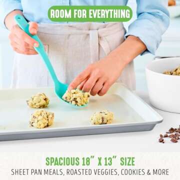 GreenLife Bakeware 18” x 13” Half Cookie Sheet Baking Pan, Non-Toxic PFAS-Free Healthy Ceramic Nonstick, Oven Safe to 450°F, Easy Release, Even Heating, Hand Wash, Gray