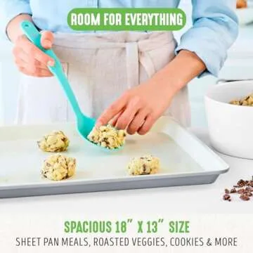 GreenLife Bakeware 18” x 13” Half Cookie Sheet Baking Pan, Non-Toxic PFAS-Free Healthy Ceramic Nonstick, Oven Safe to 450°F, Easy Release, Even Heating, Hand Wash, Gray