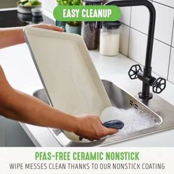 GreenLife Bakeware 18” x 13” Half Cookie Sheet Baking Pan, Non-Toxic PFAS-Free Healthy Ceramic Nonstick, Oven Safe to 450°F, Easy Release, Even Heating, Hand Wash, Gray