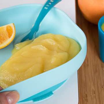 Beaba Silicone Baby Suction Plate, Non-Slip Suction Bottom - Easy to Clean, Silicone Plates for Baby, Toddler Plates, Baby Plate, Baby Essentials, Sky