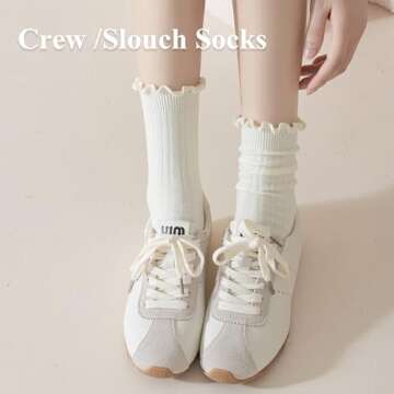 bropapa Womens Ruffle Crew Socks Cotton Ankle Cute Frilly Socks Ribbed Ultra Soft Breathable Cool Lettuce Casual Socks 6 Pack