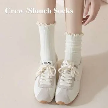 bropapa Womens Ruffle Crew Socks Cotton Ankle Cute Frilly Socks Ribbed Ultra Soft Breathable Cool Lettuce Casual Socks 6 Pack