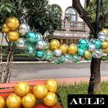 AULE 12 Inch 50 Pcs Latex Metallic Chrome Gold Balloons Helium Shiny Thicken Balloon Party Decoration