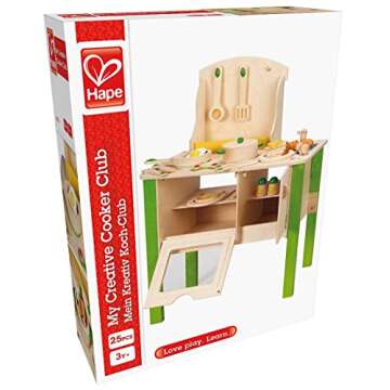 Hape My Creative Cookery Club Kid's Wooden Kitchen| Interactive Role Play Playset with Cooking Acces...